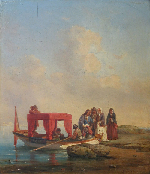 Historic scene from the 17th century., 1850, August Plum