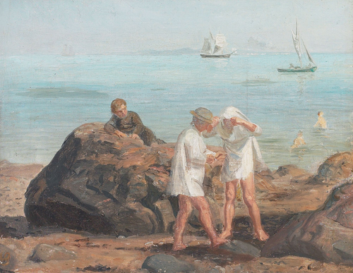 Bathing boys., 1850, August Schiøtt