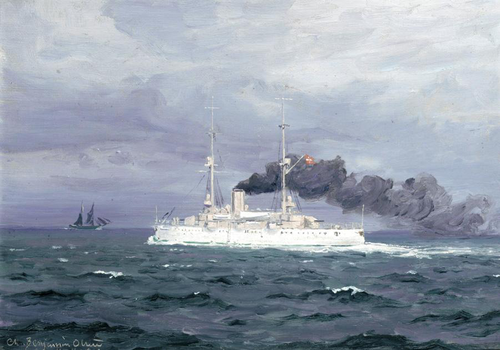 The Danish cruiser Valkyrien., 1913, Benjamin Olsen