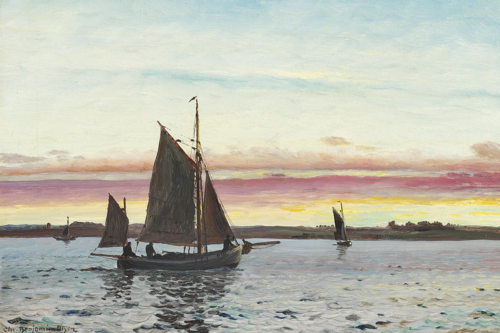 Fishing boats on the Roskilde fiord., 1913, Benjamin Olsen