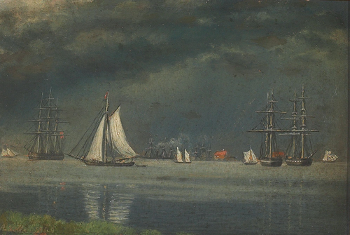 View from Langelinie towards Trekroner, Copenhagen Denmark., 1849, Claus Anton Kölle
