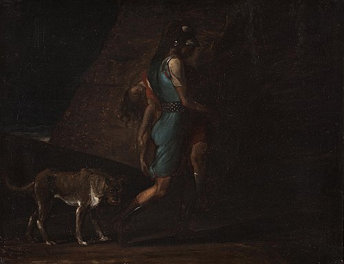Ossian Carrying his Dead Brother Fillan, Followed by Fingal's Dog Bran., 1805, C.F. Høyer