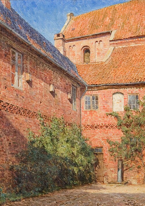 Fra klostergården St. Cathrine, Ribe, 1905, Carl Martin Soya-Jensen
