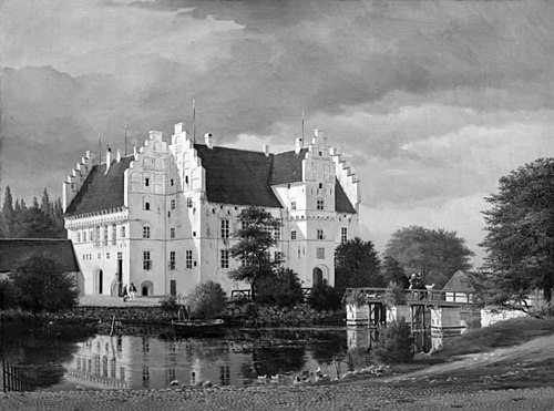 Hovedbygningen på Gisselfeld Kloster, 1836, C.V.M. Jensen