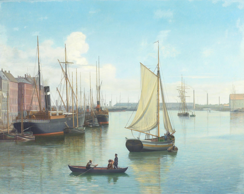 View of the port of Copenhagen., 1885, Carl Balsgaard
