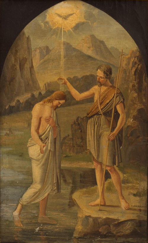 Jesus is baptized.da=Jesu Dåb., 1844, Carl Balsgaard