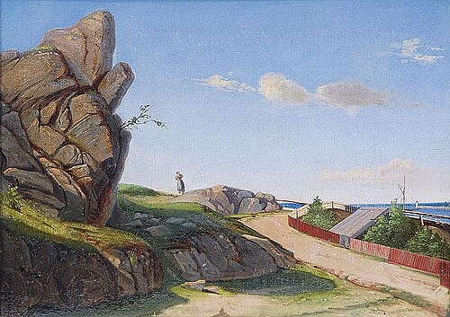 Coastal Landscape with Woman, 1849, Carl Balsgaard