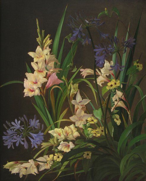 Bouquet of gladioli flowers., 1850, Carl Balsgaard