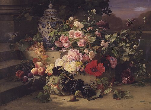 Frugt- og blomstermaleri, 1857, Carl Balsgaard