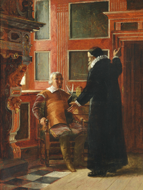 Ole Vind preaches to Christian IV. Study., 1872, Carl Christian Andersen