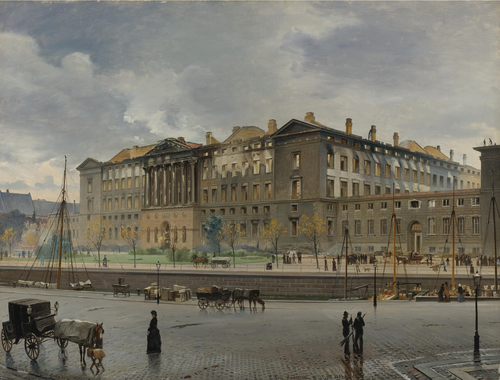 Christianborg Palace after the fire., 1884, Carl Christian Andersen