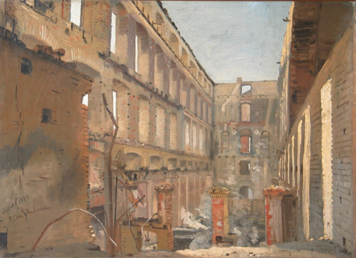 The interior of Christianborg Palace after the fire., 1884, Carl Christian Andersen