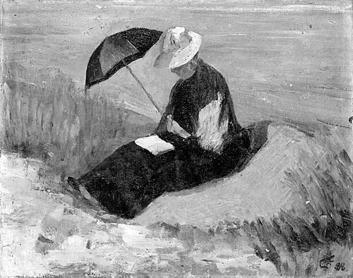 My Mother Reading on the Beach, 1888, Carl Frydensberg