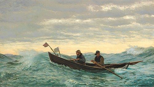 Father and son tending the nets, , Carl Rasmussen