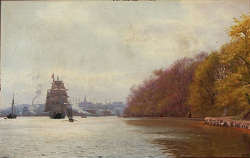 Summer day at The entrance to Svendborg harbour, , Carl Rasmussen