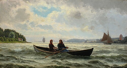 A Mother and her daughter in a boat, 1889, Carl Rasmussen
