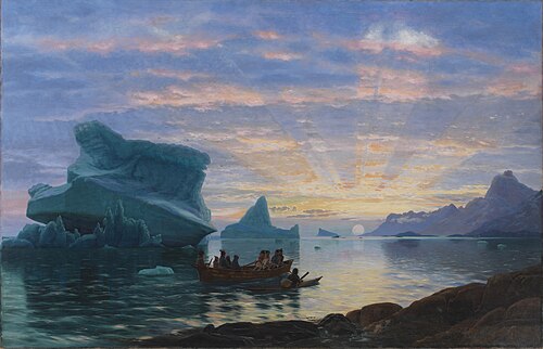Midnatsstemning ved den grønlandske kyst, 1872, Carl Rasmussen