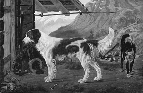 To hunde i et bjerglandskab, 1825, Christian Frederik Carl Holm