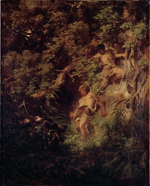 Germanen auf der Eberjagd, 1858, Arnold Böcklin
