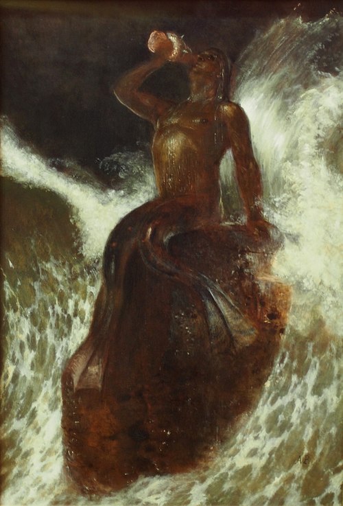 Triton blowing through a shell in the surf, 1879, Arnold Böcklin