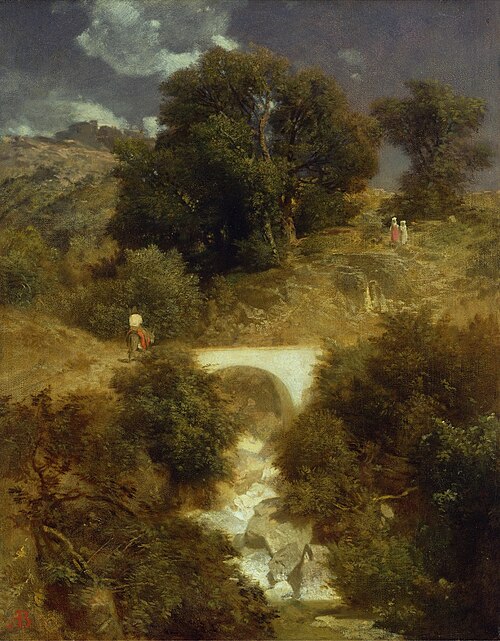 Roman Landscape with a Bridge, 1863, Arnold Böcklin