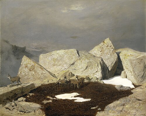 Paysage de montagne avec des chamois, 1849, Arnold Böcklin