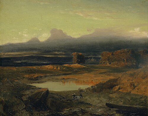 Paysage au coucher du soleil, 1849, Arnold Böcklin