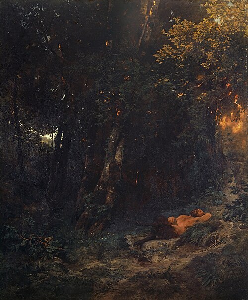 Paysage boisé avec Pan se reposant, 1855, Arnold Böcklin