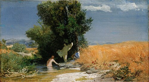 Поле с купающимися девушками, 1863, Arnold Böcklin