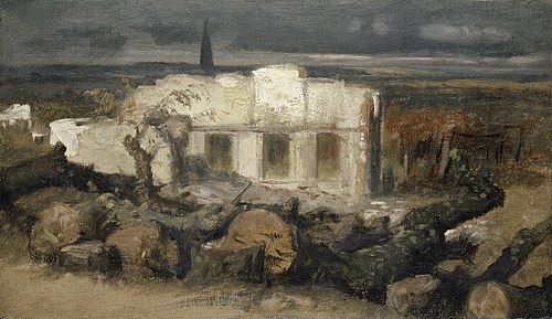Destroyed House in Kehl, 1870, Arnold Böcklin