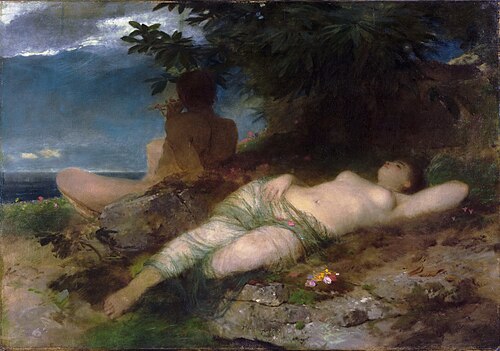 Nymph and Satyr, 1871, Arnold Böcklin