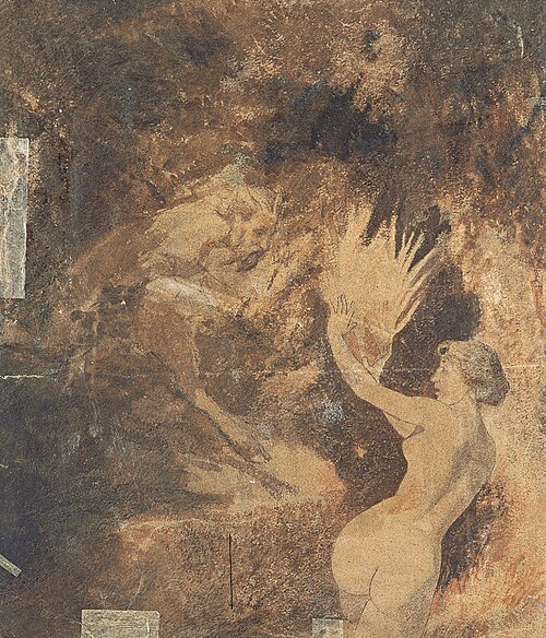 Pan chasing a Nymph (verso), 1855, Arnold Böcklin