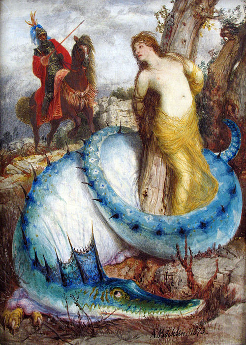 Roger freeing Angelica, 1873, Arnold Böcklin
