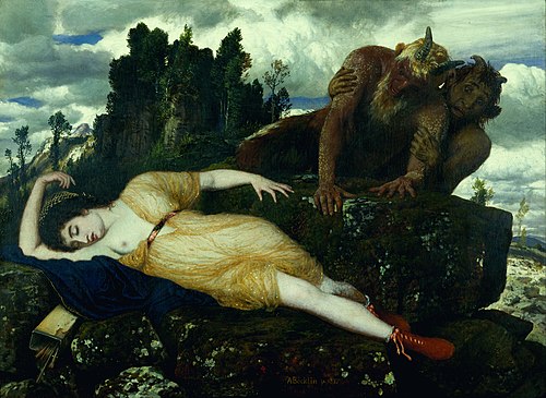 Sleeping Diana Watched by Two Fauns, 1877, Arnold Böcklin