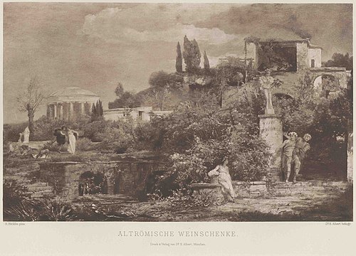 Old Roman wine tavern in spring, 1865, Arnold Böcklin