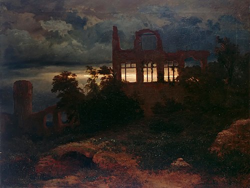 Landscape with castle ruins, 1847, Arnold Böcklin
