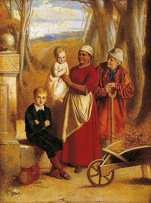 Two Children, a Nurse and an Old Man, 1854, William Mulready