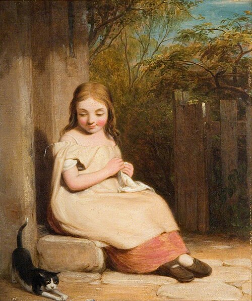 Young Girl with a Kitten, , William Mulready