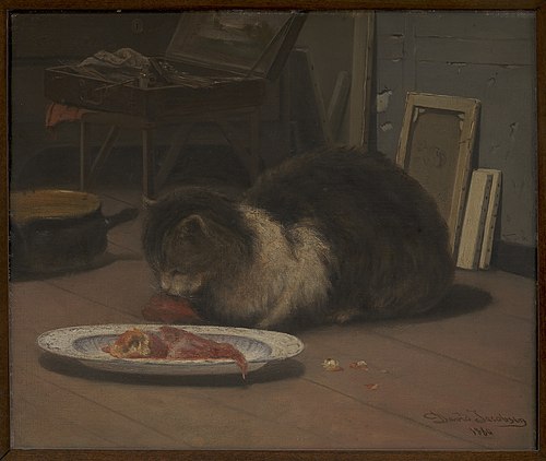 Katten i atelieret, 1860, David Jacobsen