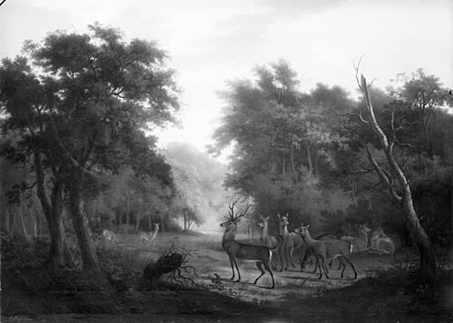 Hjorte i en skov, 1807, Elias Meyer