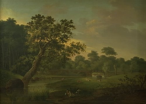 En bro over et vandløb ved Skodsborgvej, 1808, Elias Meyer