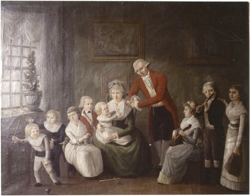 Music time at Etatsråd Hans Knudtzon and his family, 1795, Elias Meyer