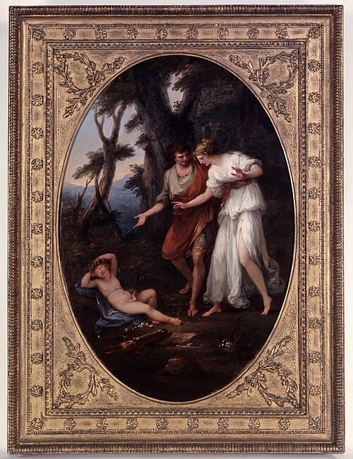 Cephise and her Lover discover the sleeping Cupid in the Woods of Idalia, 1782, Angelica Kauffmann