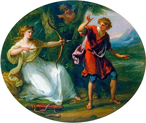A Nymph Drawing Her Bow on a Youth, 1780, Angelica Kauffmann
