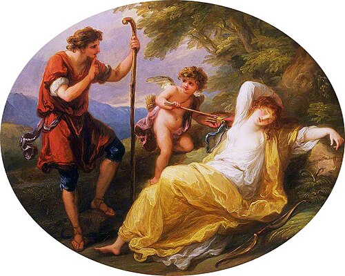 A Sleeping Nymph Watched by a Shepherd, 1780, Angelica Kauffmann