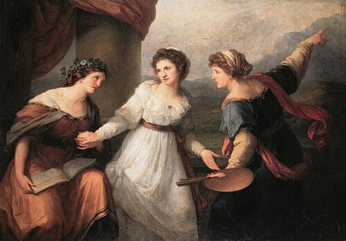 Selbstbildnis am Scheideweg zwischen Musik und Malerei, 1792, Angelica Kauffmann