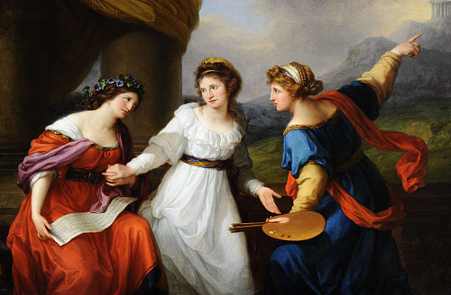 Self-portrait of the Artist hesitating between the Arts of Music and Painting, 1794, Angelica Kauffmann