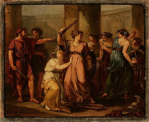 Ulysses discovers Achilles hidden among the daughters of King Lycomedes, 1787, Angelica Kauffmann