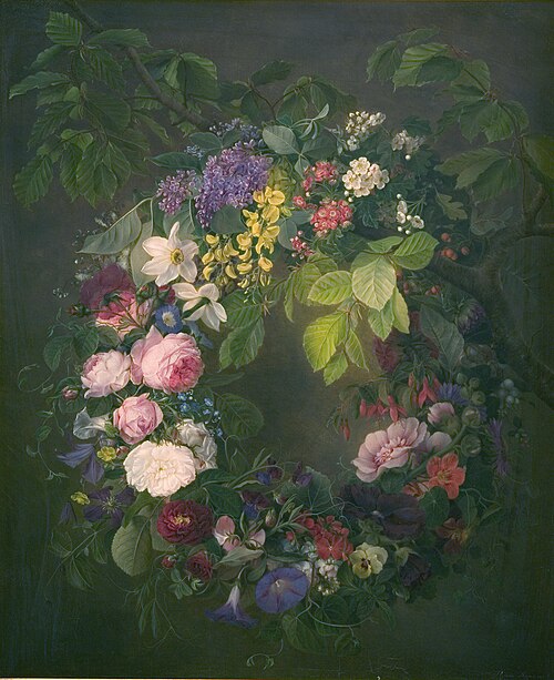 En blomsterkrans, 1845, Emma Augusta Thomsen