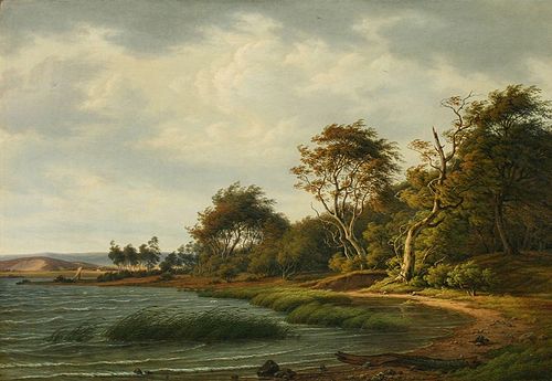 An einem stürmischen Herbsttag am Langen See auf Jütland., 1874, F.C. Kiærskou